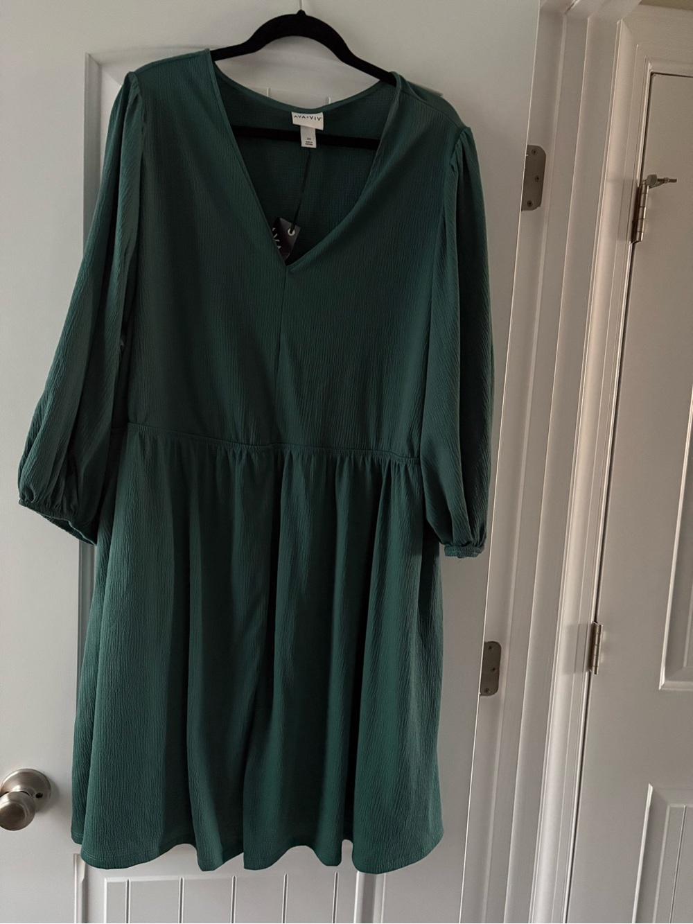 Ava & Viv Plus Size Dress DarkTeal Green Size 3X Cottagecore Boho Business Casua